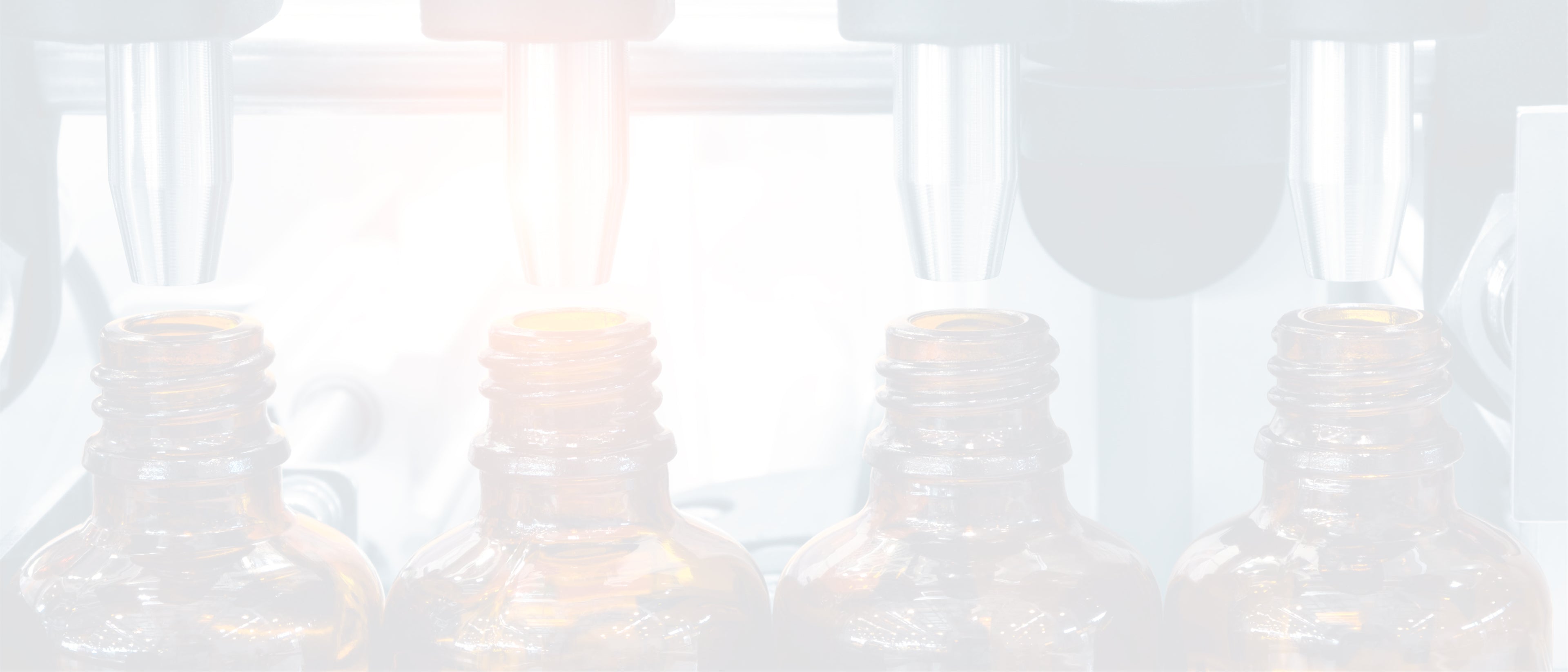 Closeup of the factory bottling process